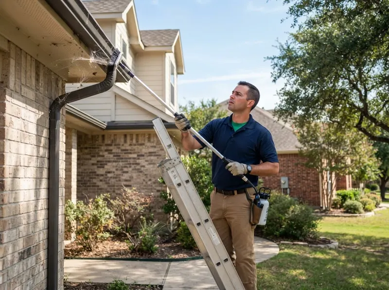 Exterior Spider Web Clearing and Eave Defense in Plano, TX